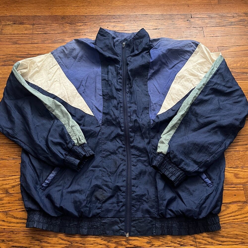 Vintage Ian Ross International Nylon Track Aerobics Jacket Women's XL ColorBlock
